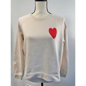 Sezane Cream Sweatshirt with Red Heart size Small